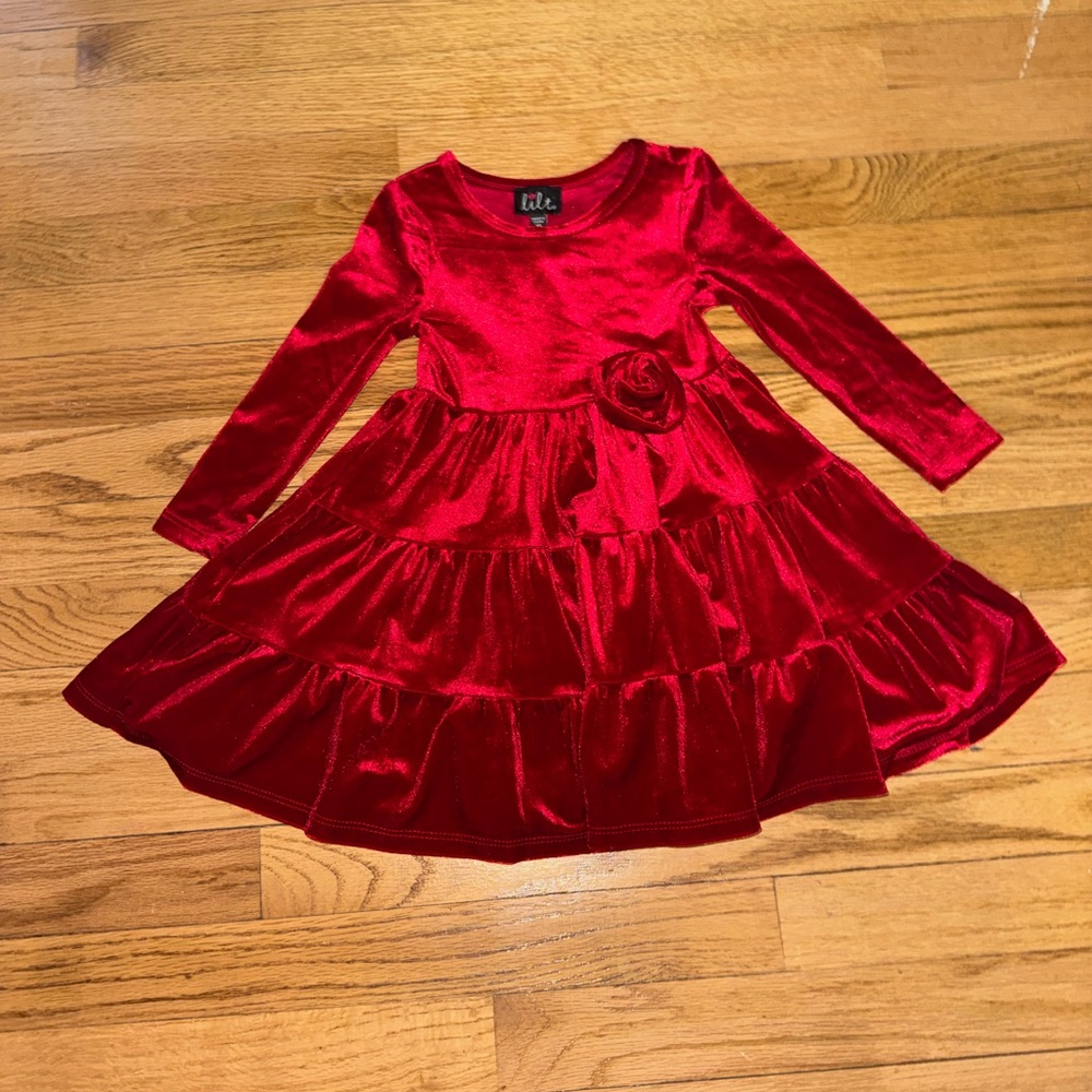 Red Velvet Long Sleeve Dress